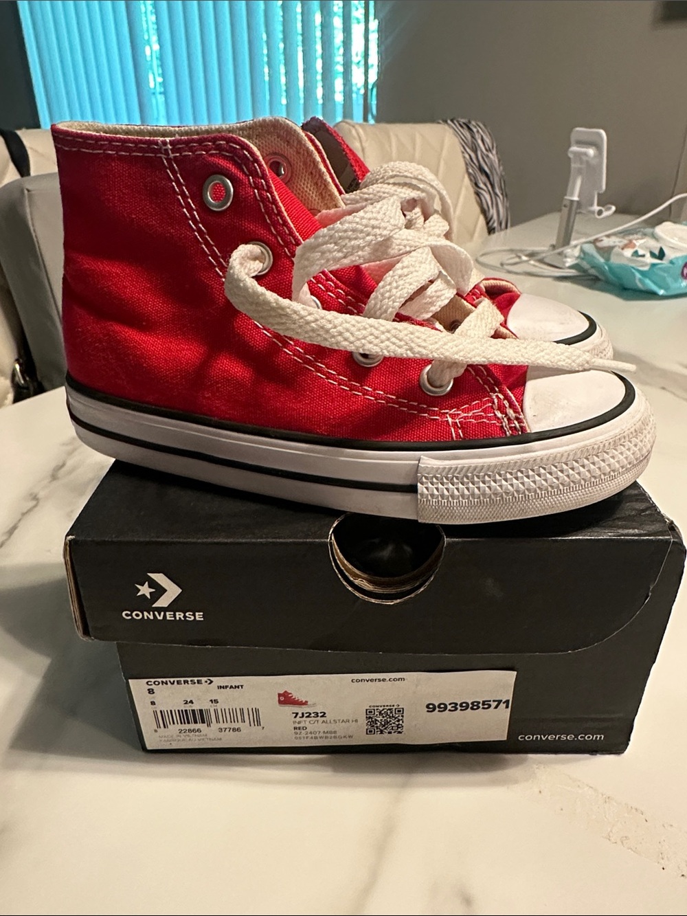 Converse Kids Red High-Top Canvas Sneakers with White Laces